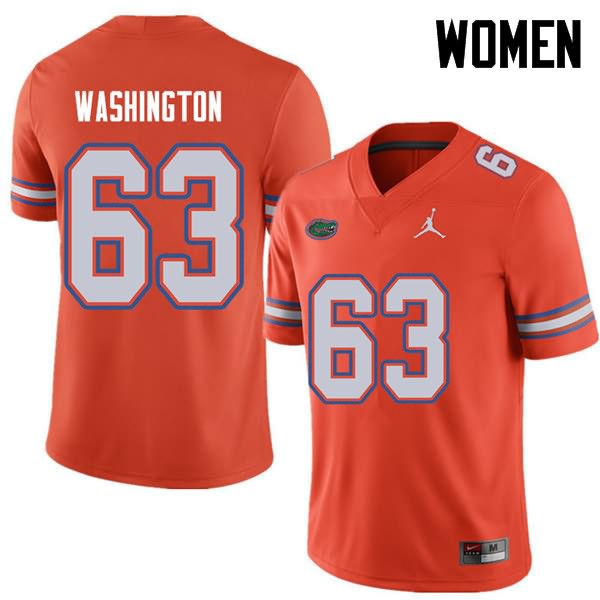 Women's NCAA Florida Gators James Washington #63 Stitched Authentic Jordan Brand Orange College Football Jersey TVC0065UK